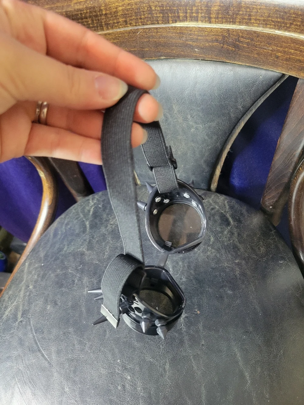 Grunge Black Spiked Steampunk Rave Cosplay Goggles